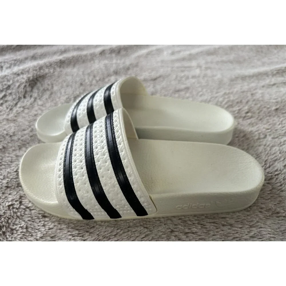 Adidas Adilette Mens Sport Sandals Slides Flip Flops Size 4 White Black 280648